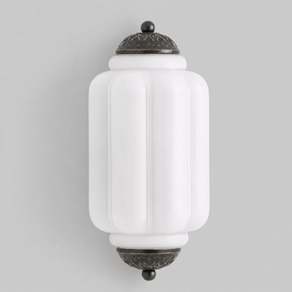Bennet Vintage Scallop Milk Glass Flush Sconce Wall Light 13