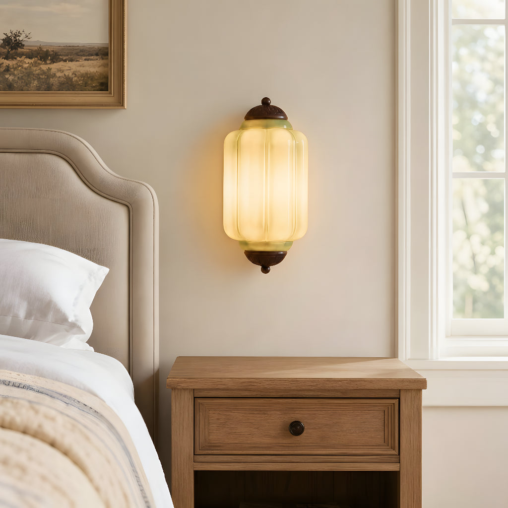 Bennet Vintage Scallop Milk Glass Flush Sconce Wall Light 3