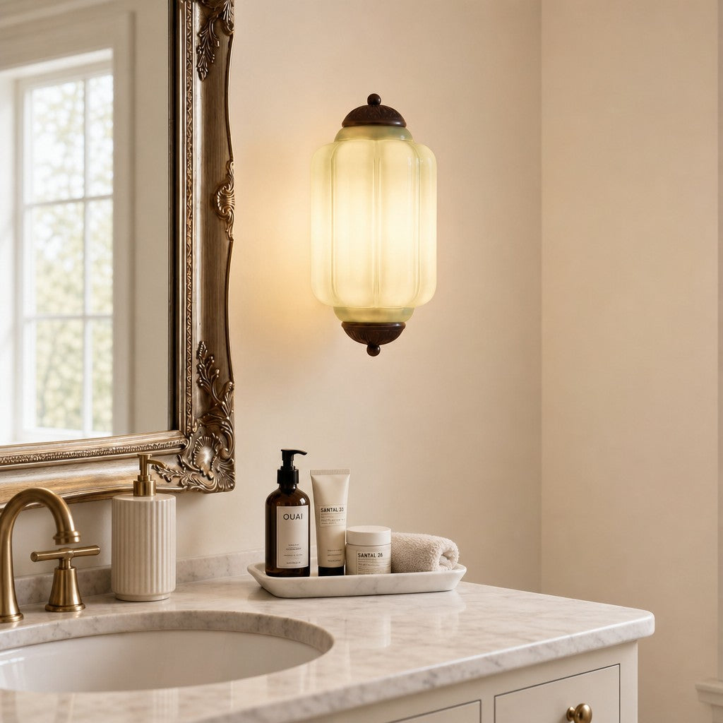Bennet Vintage Scallop Milk Glass Flush Sconce Wall Light 4