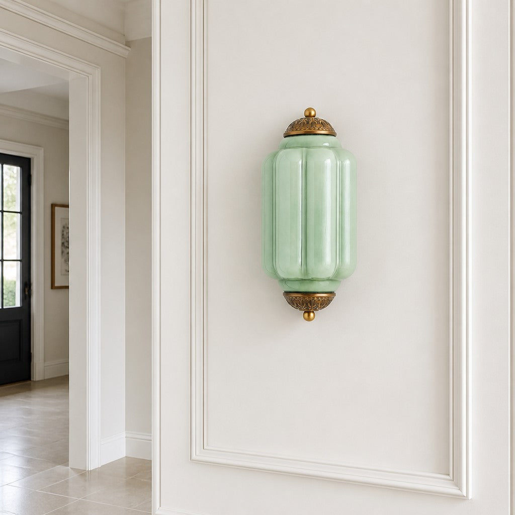 Bennet Vintage Scallop Milk Glass Flush Sconce Wall Light 5