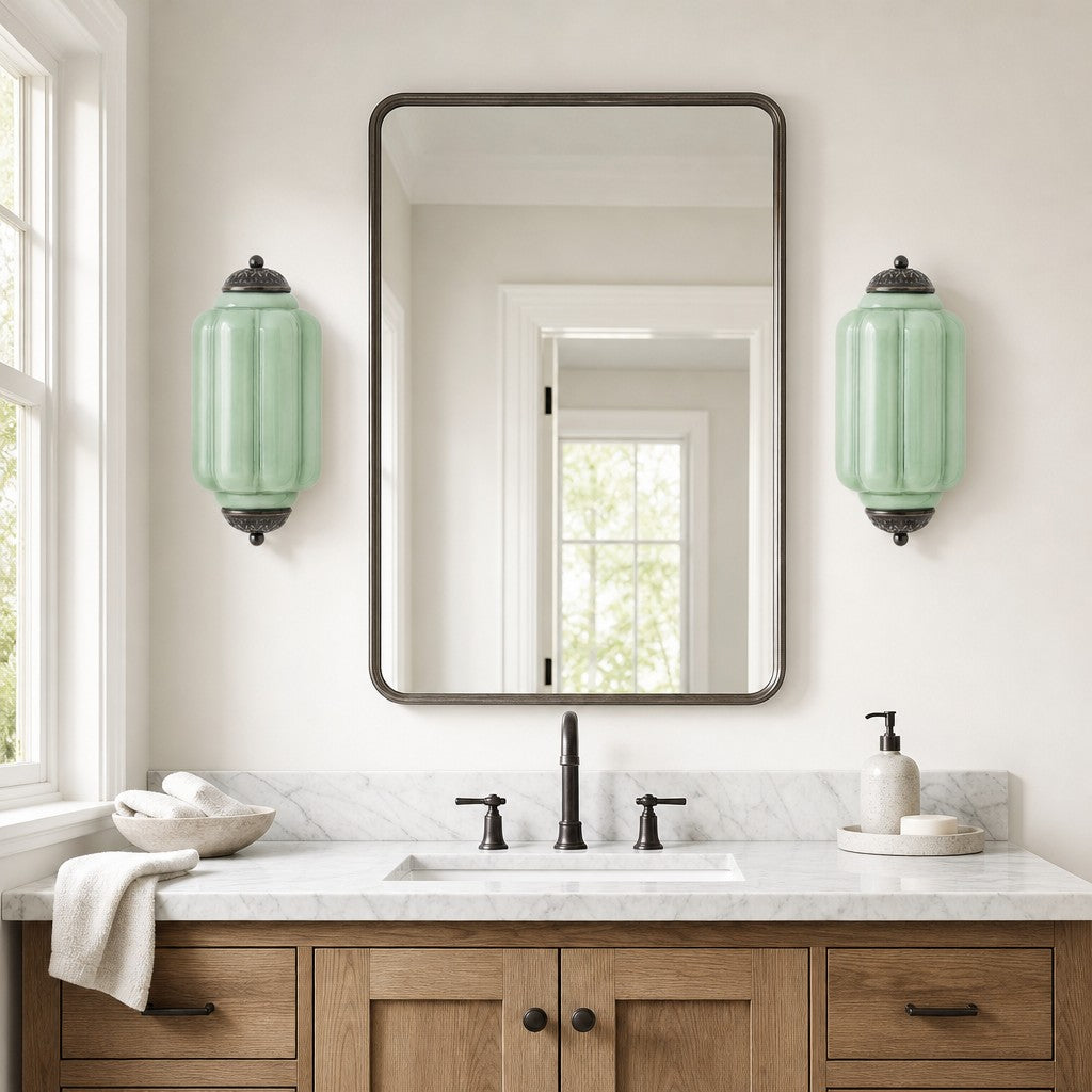 Bennet Vintage Scallop Milk Glass Flush Sconce Wall Light 6