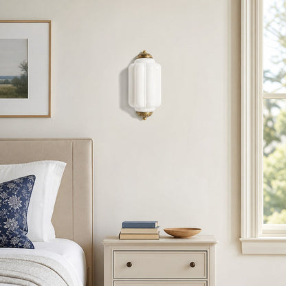 Bennet Vintage Scallop Milk Glass Flush Sconce Wall Light 8
