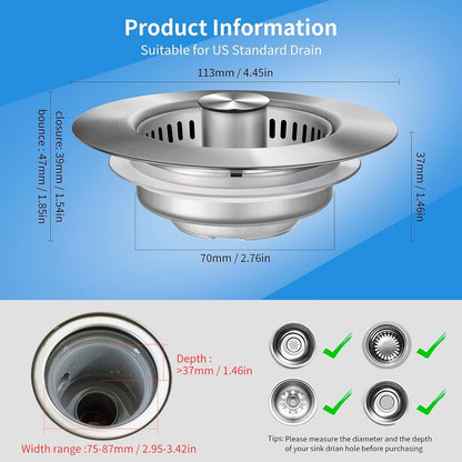 Lumora Kitchen Sink Drain Strainer 3-in-1 Premium Design