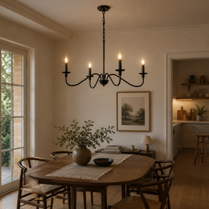Black Candle Chandelier Light – Ceiling Lamp for Living & Dining Rooms 0