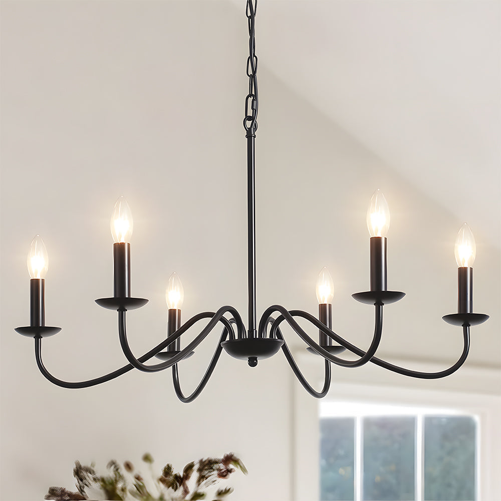 Black Candle Chandelier Light – Ceiling Lamp for Living & Dining Rooms 1
