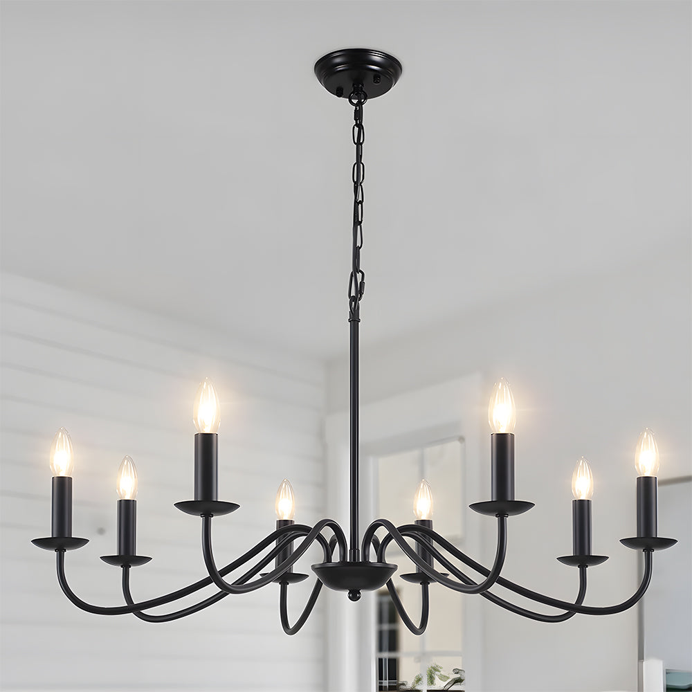 Black Candle Chandelier Light – Ceiling Lamp for Living & Dining Rooms 5