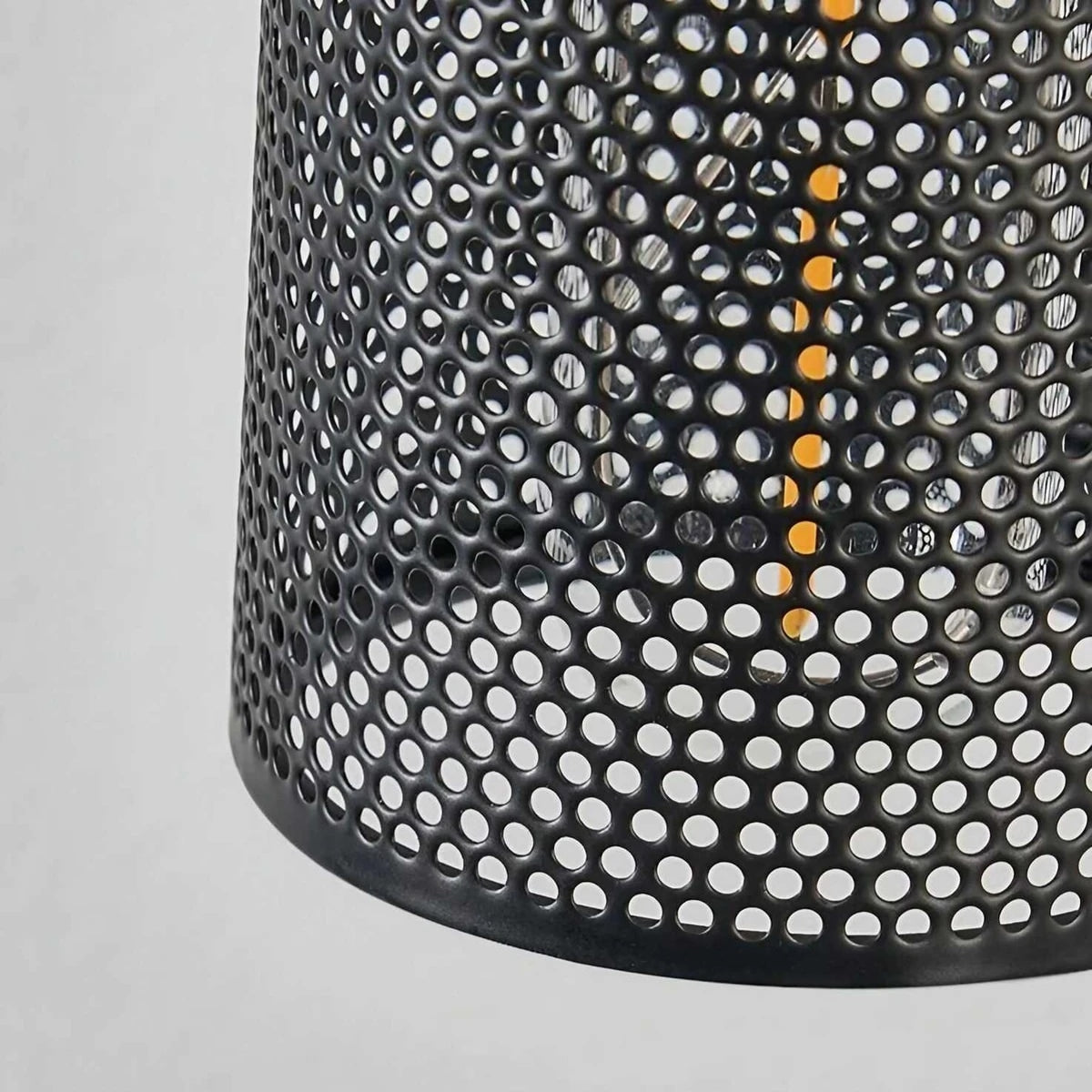 Black Travertine Cylinder Pendant Light with Metal Mesh Shade 5