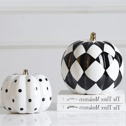 Black White Pumpkin Resin Statuette Ornaments Office Study Desktop Decor Modern Crafts Statue European Room Aesthetic Decor 0
