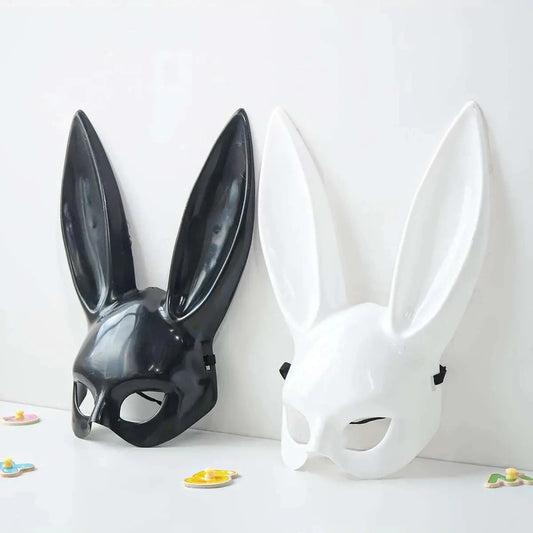Black White Rabbit Mask Halloween Party Decoration Party Long Ears Rabbit Bunny Mask Costume Cosplay 0