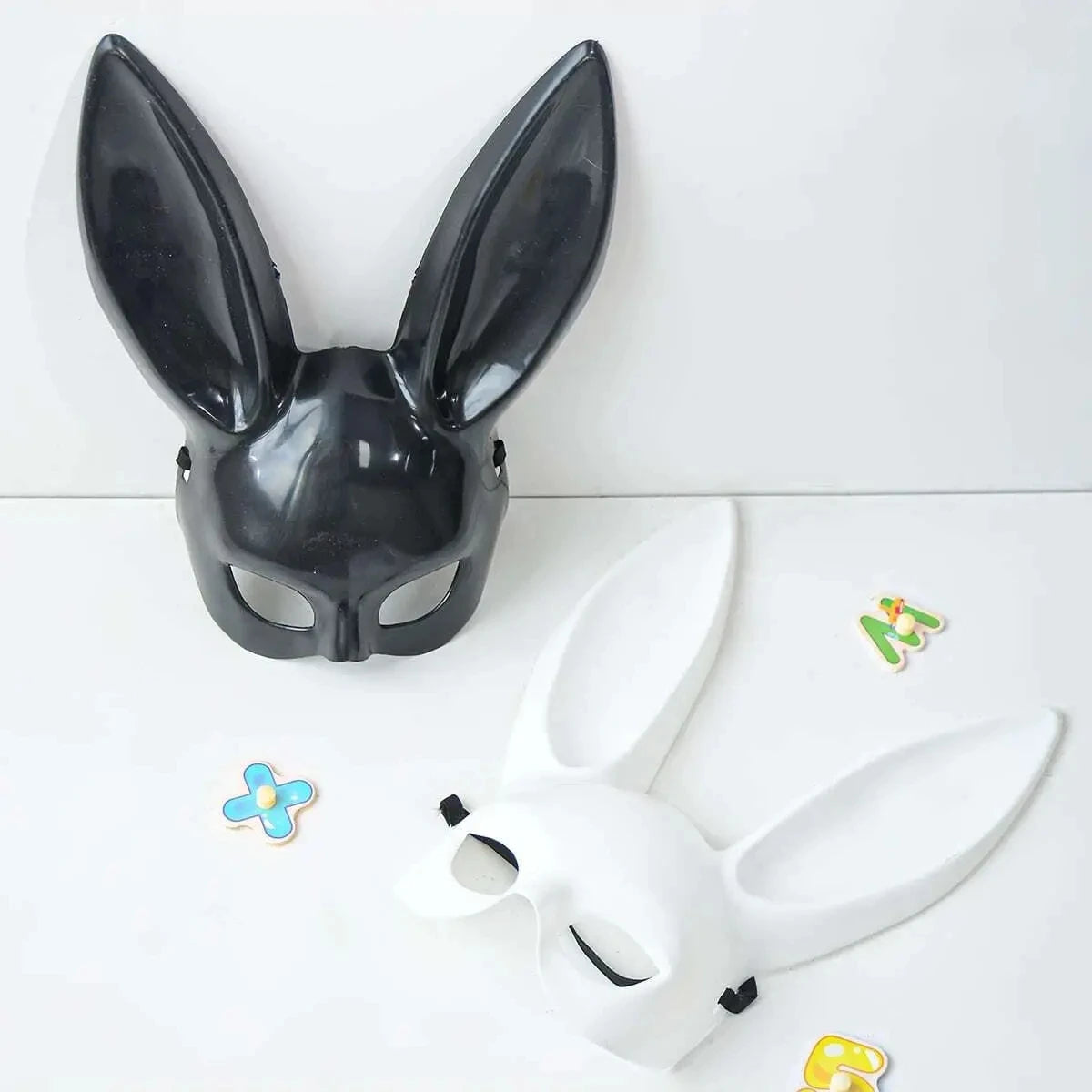 Black White Rabbit Mask Halloween Party Decoration Party Long Ears Rabbit Bunny Mask Costume Cosplay 1