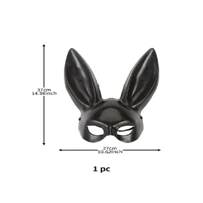 Black White Rabbit Mask Halloween Party Decoration Party Long Ears Rabbit Bunny Mask Costume Cosplay 5