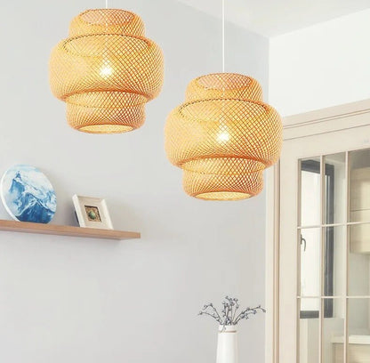 Boho Tiered Rattan Pendant Lampshade 1