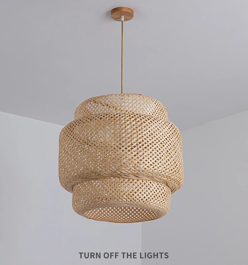 Boho Tiered Rattan Pendant Lampshade 7