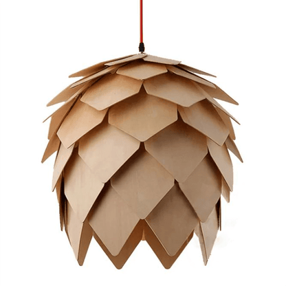 Bolania | Pendant light - Pine cone design - Natural wood light 3
