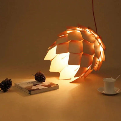 Bolania | Pendant light - Pine cone design - Natural wood light 7
