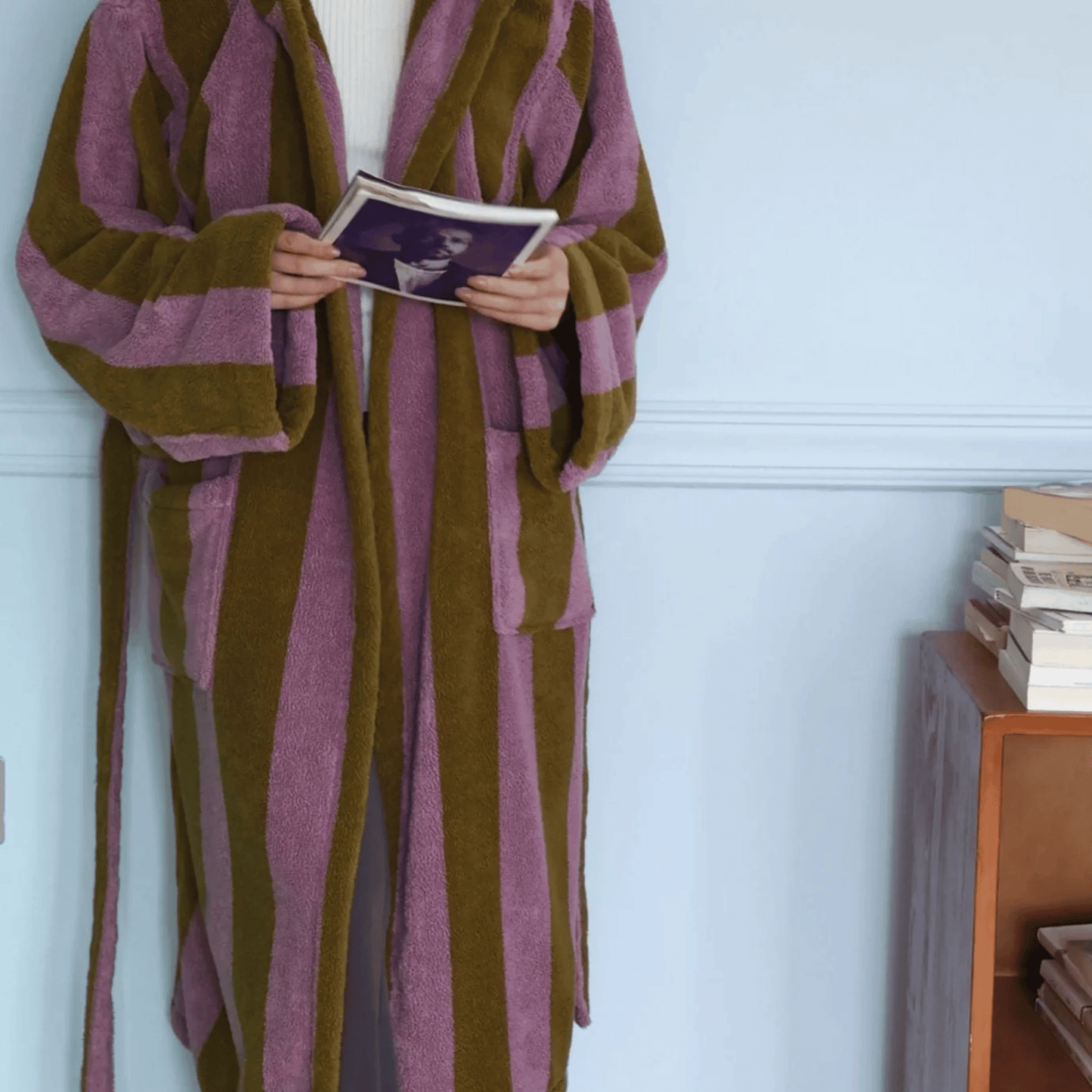 Bold Stripe Cloak Cotton Bathrobe 100% Organic Cotton Bathrobe 2