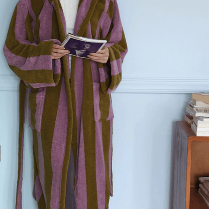 Bold Stripe Cloak Cotton Bathrobe 100% Organic Cotton Bathrobe 2