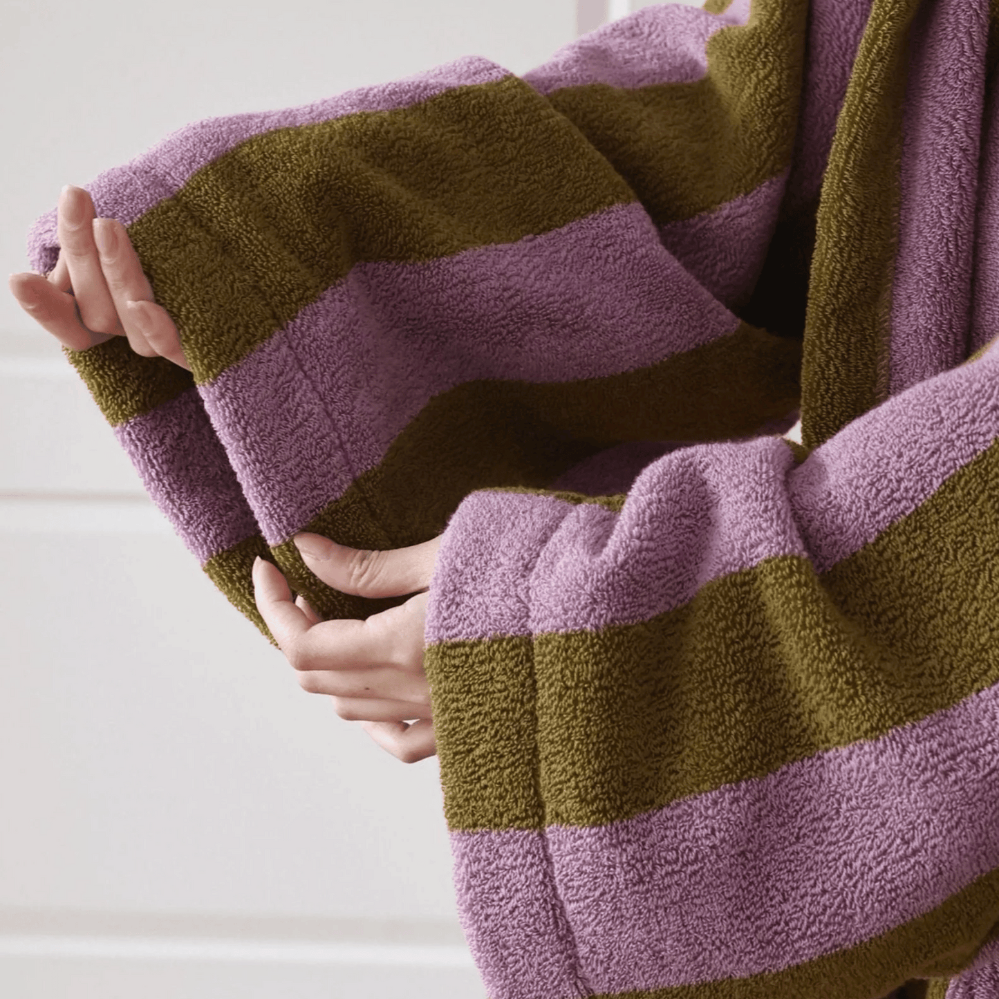 Bold Stripe Cloak Cotton Bathrobe 100% Organic Cotton Bathrobe 3