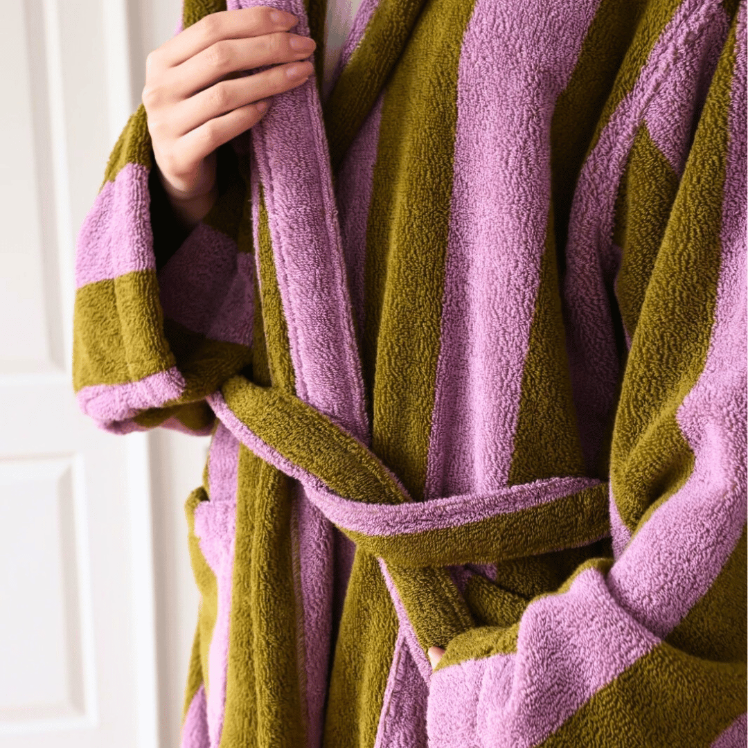 Bold Stripe Cloak Cotton Bathrobe 100% Organic Cotton Bathrobe 4