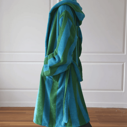 Bold Stripe Cloak Cotton Bathrobe 100% Organic Cotton Bathrobe 5