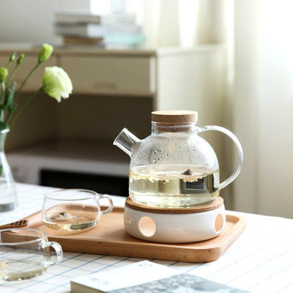 Royelux Borosilicate Glass Teapot Set with Warmer & Infuser for Loose Leaf Tea-Royale Basic