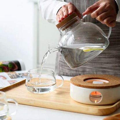 Royelux Borosilicate Glass Teapot Set with Warmer & Infuser for Loose Leaf Tea-Royale Basic
