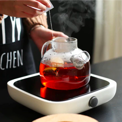 Royelux Borosilicate Glass Teapot Set with Warmer & Infuser for Loose Leaf Tea-Royale Basic