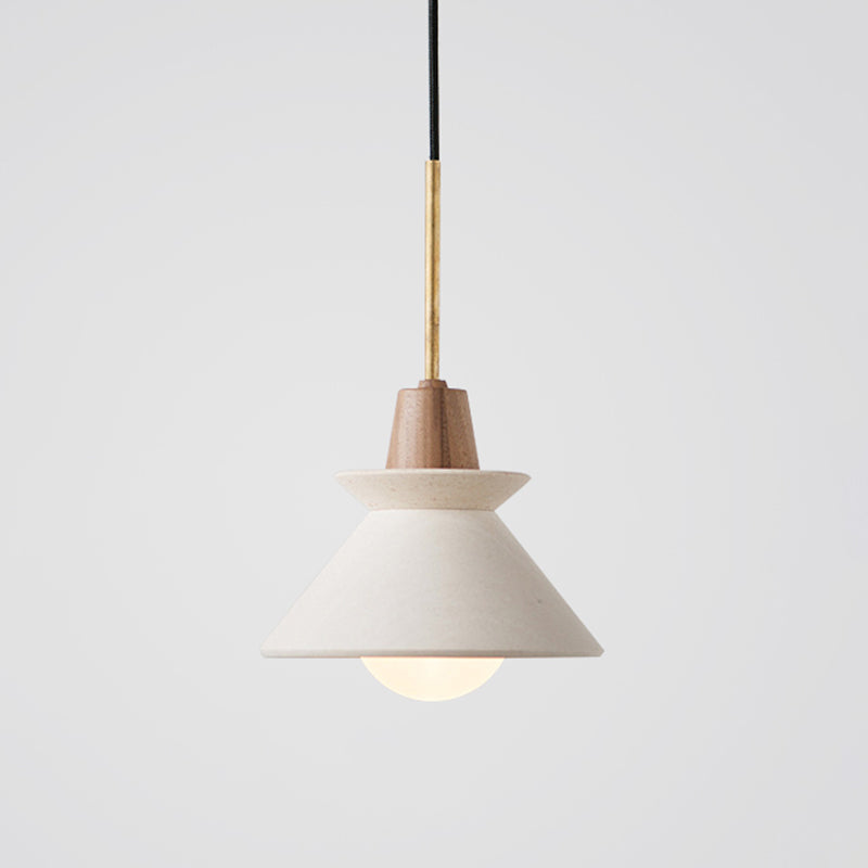 Bowl Shade Ceiling Light Simplicity Cement Single Dining Room Hanging Pendant Light in White 0