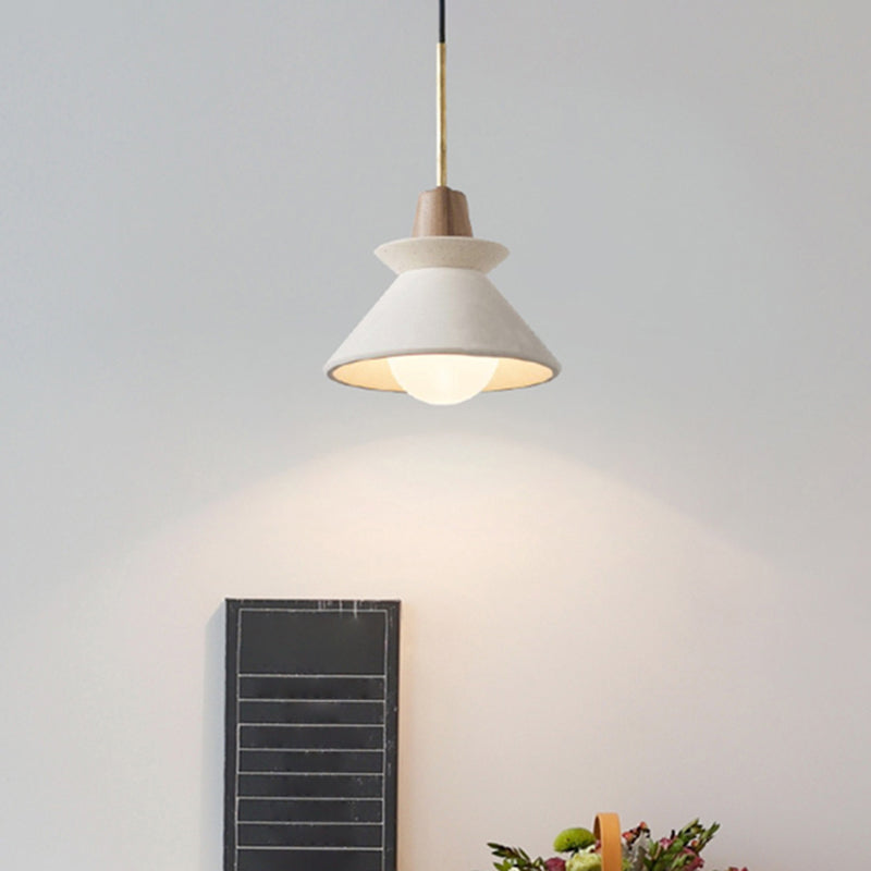 Bowl Shade Ceiling Light Simplicity Cement Single Dining Room Hanging Pendant Light in White 4