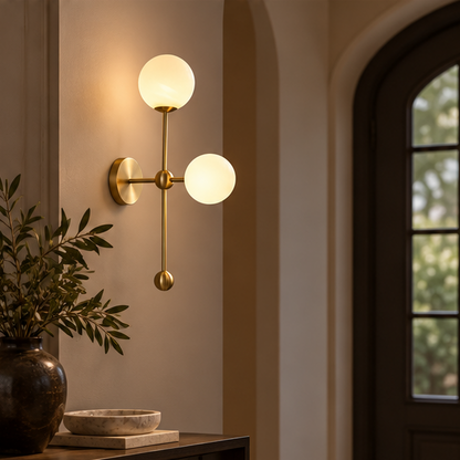 RoyaleGlow Modern Brass Glass Wall Sconce Lighting