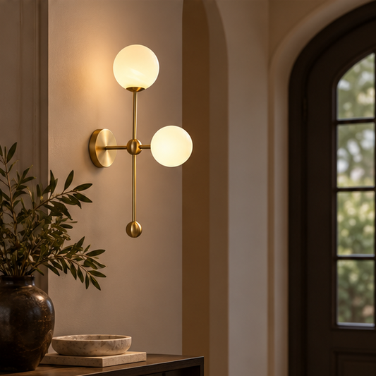 RoyaleGlow Modern Brass Glass Wall Sconce Lighting