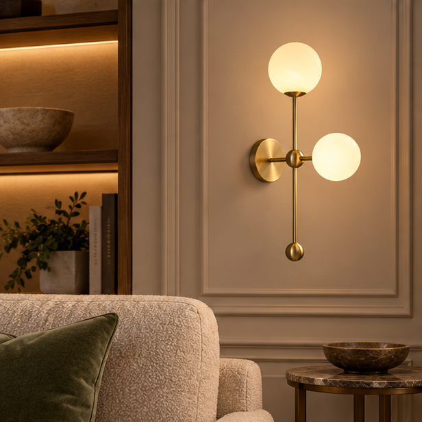 RoyaleGlow Modern Brass Glass Wall Sconce Lighting