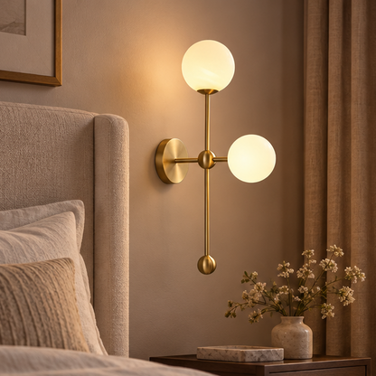 RoyaleGlow Modern Brass Glass Wall Sconce Lighting