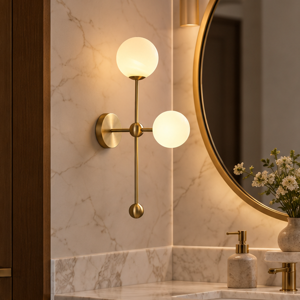 RoyaleGlow Modern Brass Glass Wall Sconce Lighting