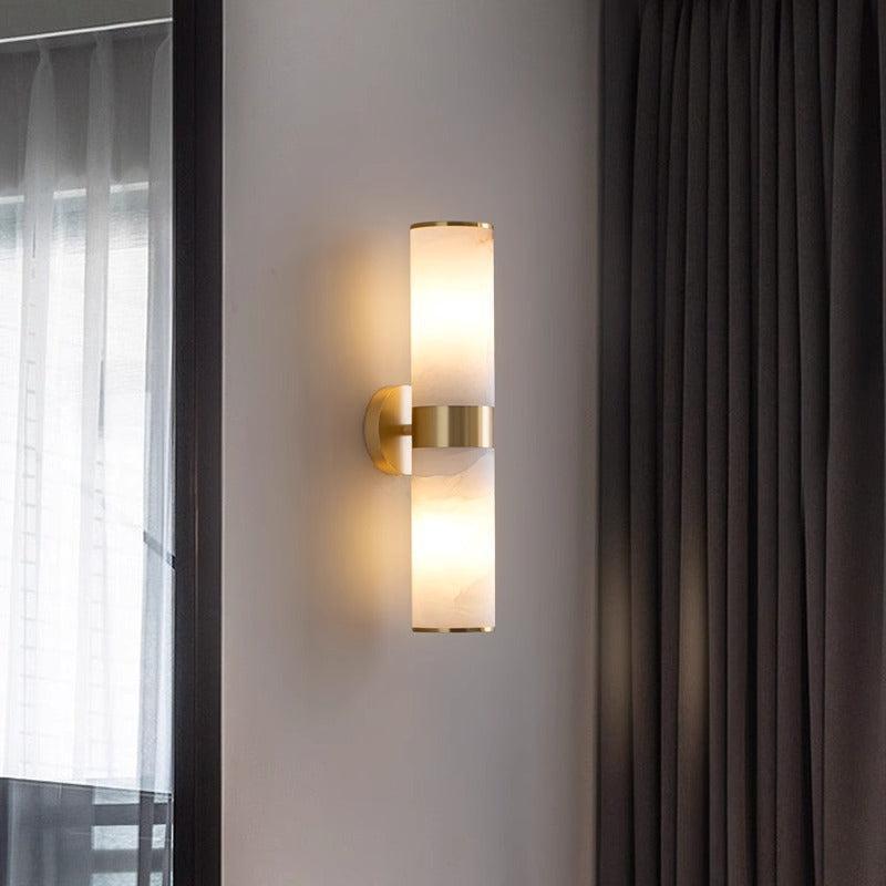 RoyaleGlow Modern Brass & Alabaster Wall Sconce - Elegant Up/Down Lighting