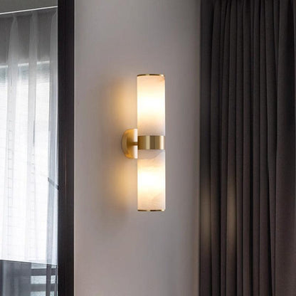 RoyaleGlow Modern Brass & Alabaster Wall Sconce - Elegant Up/Down Lighting
