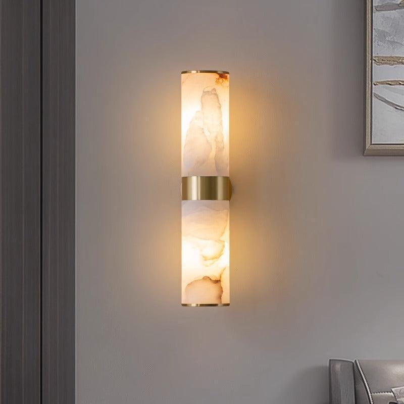 RoyaleGlow Modern Brass & Alabaster Wall Sconce - Elegant Up/Down Lighting