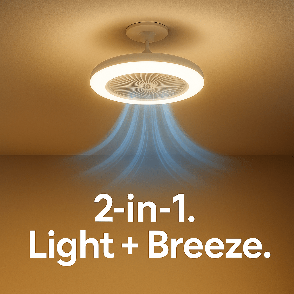 LuxRoyale Dual Fan Light Bulb With LED Remote And Quiet Operation