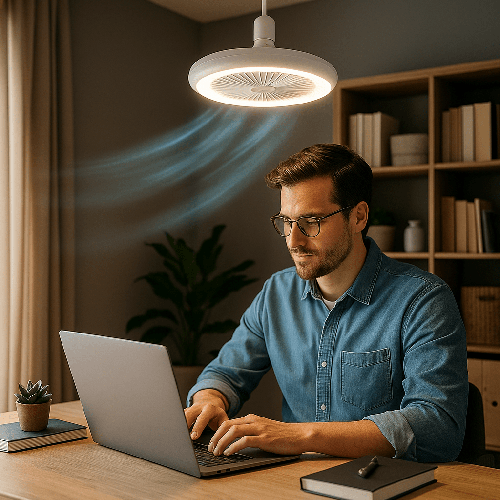 LuxRoyale Dual Fan Light Bulb With LED Remote And Quiet Operation