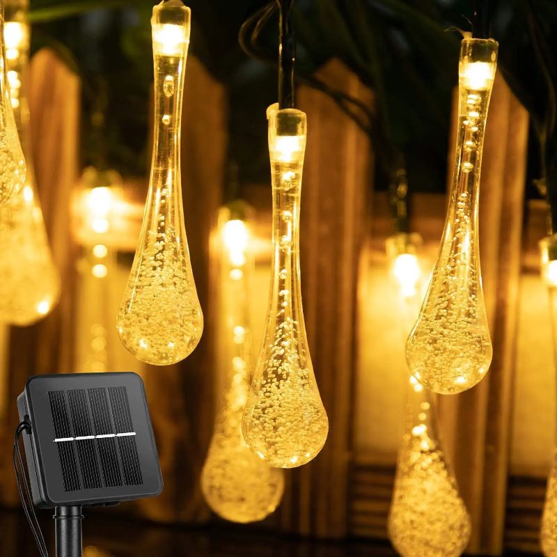 RoyaleGlow Solar Powered Waterproof Star String Lights - Outdoor LED Decoration - Waterdrop