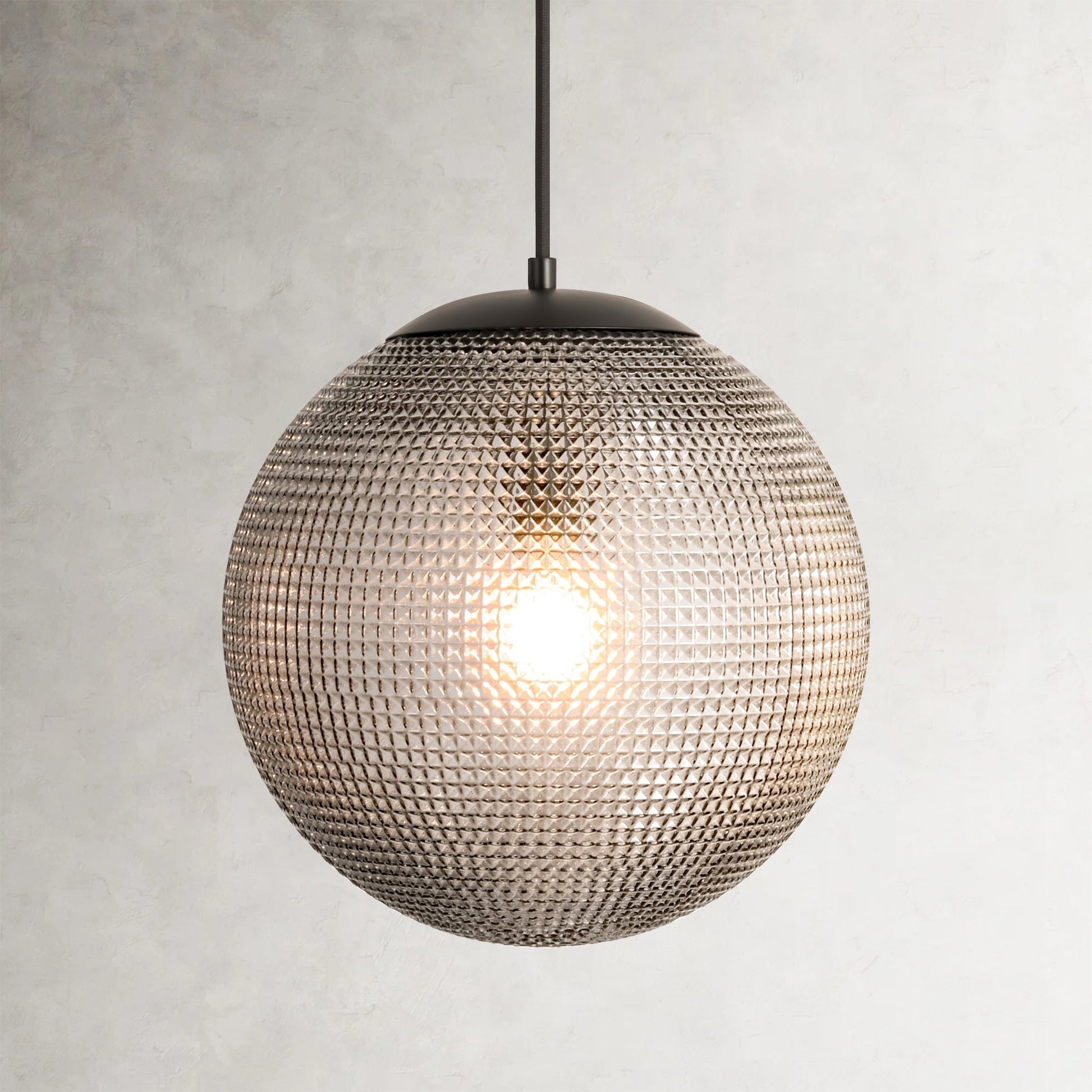 Brillara 1-Light Dimmable Diamond Pattern Glass Vintage Globe Pendant (11") 0