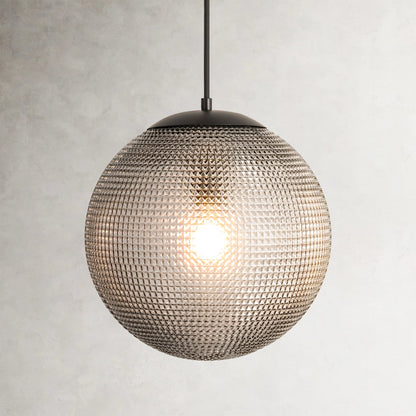 Brillara 1-Light Dimmable Diamond Pattern Glass Vintage Globe Pendant (11") 0