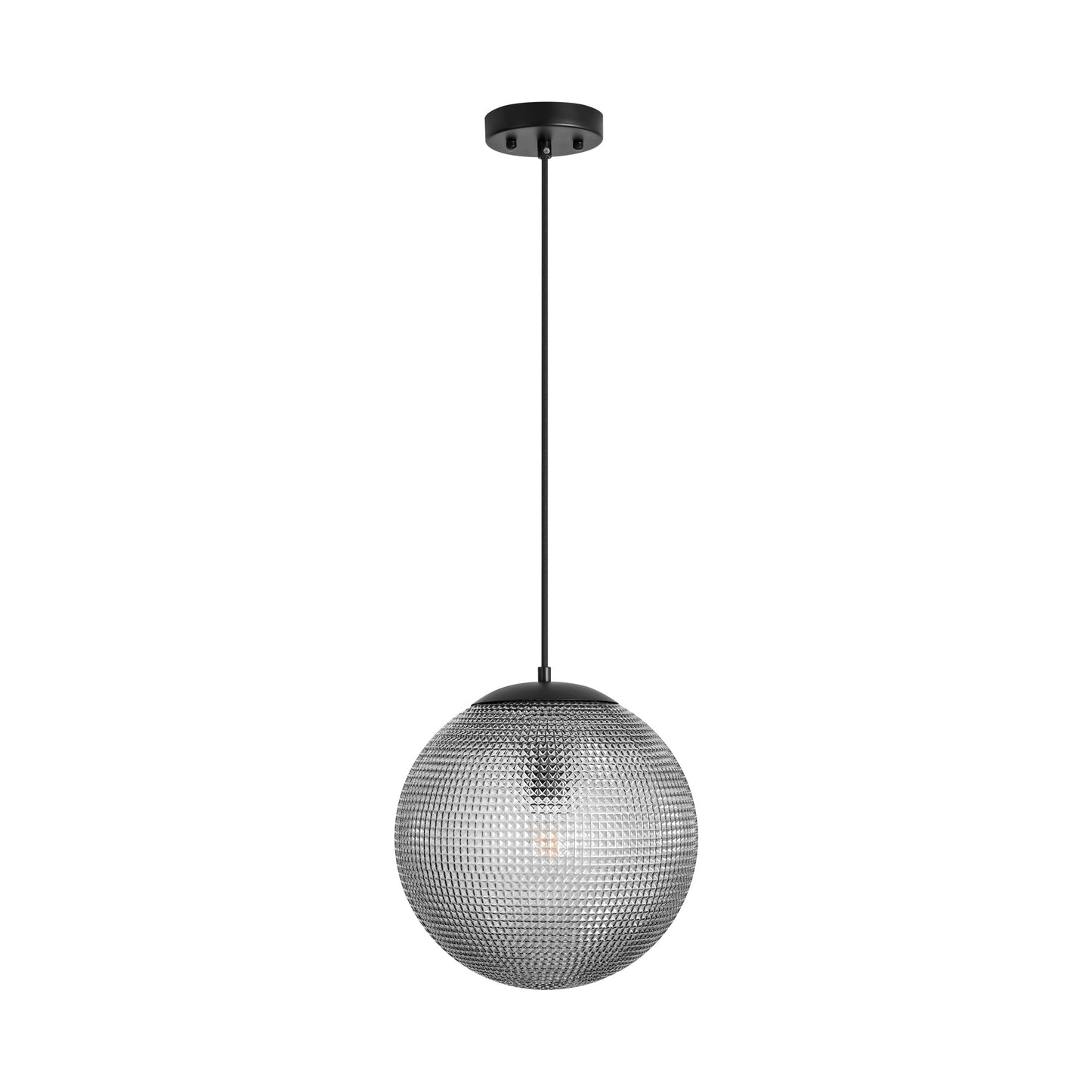 Brillara 1-Light Dimmable Diamond Pattern Glass Vintage Globe Pendant (11") 2
