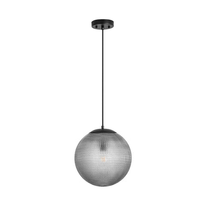 Brillara 1-Light Dimmable Diamond Pattern Glass Vintage Globe Pendant (11") 2