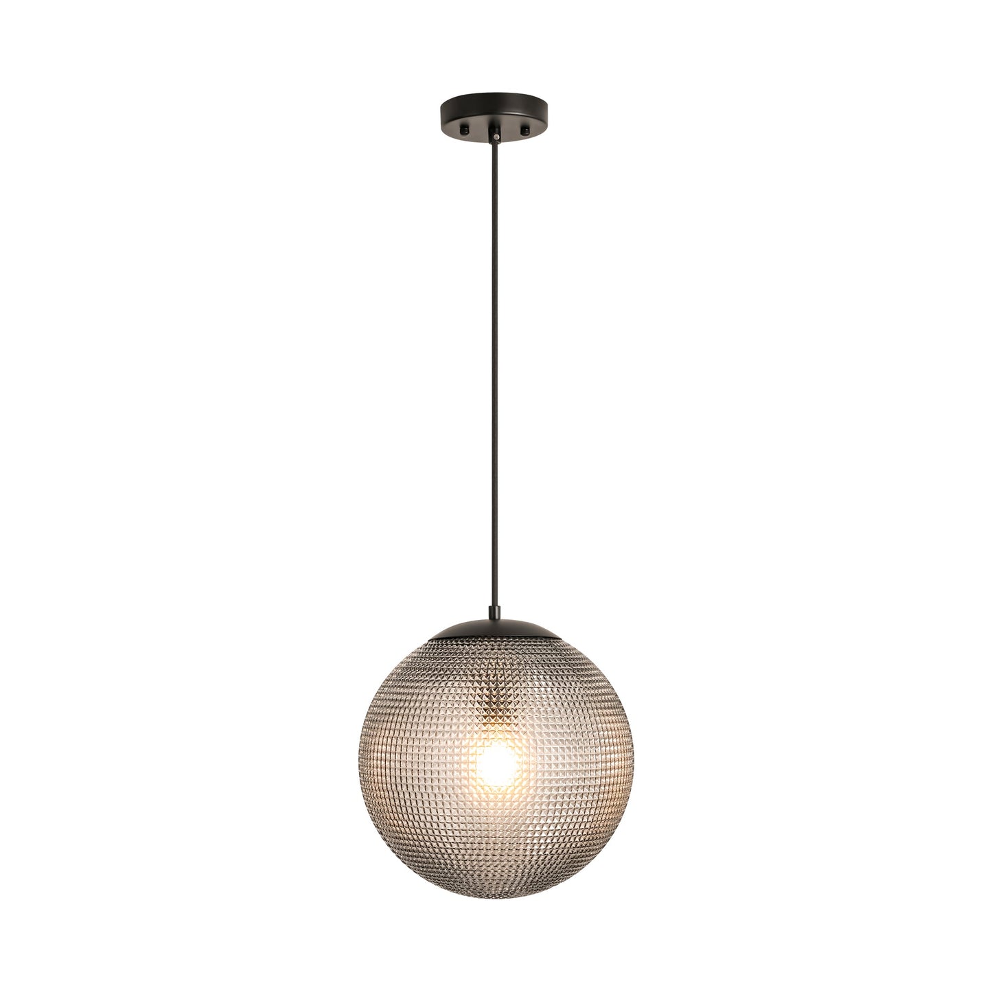 Brillara 1-Light Dimmable Diamond Pattern Glass Vintage Globe Pendant (11") 3