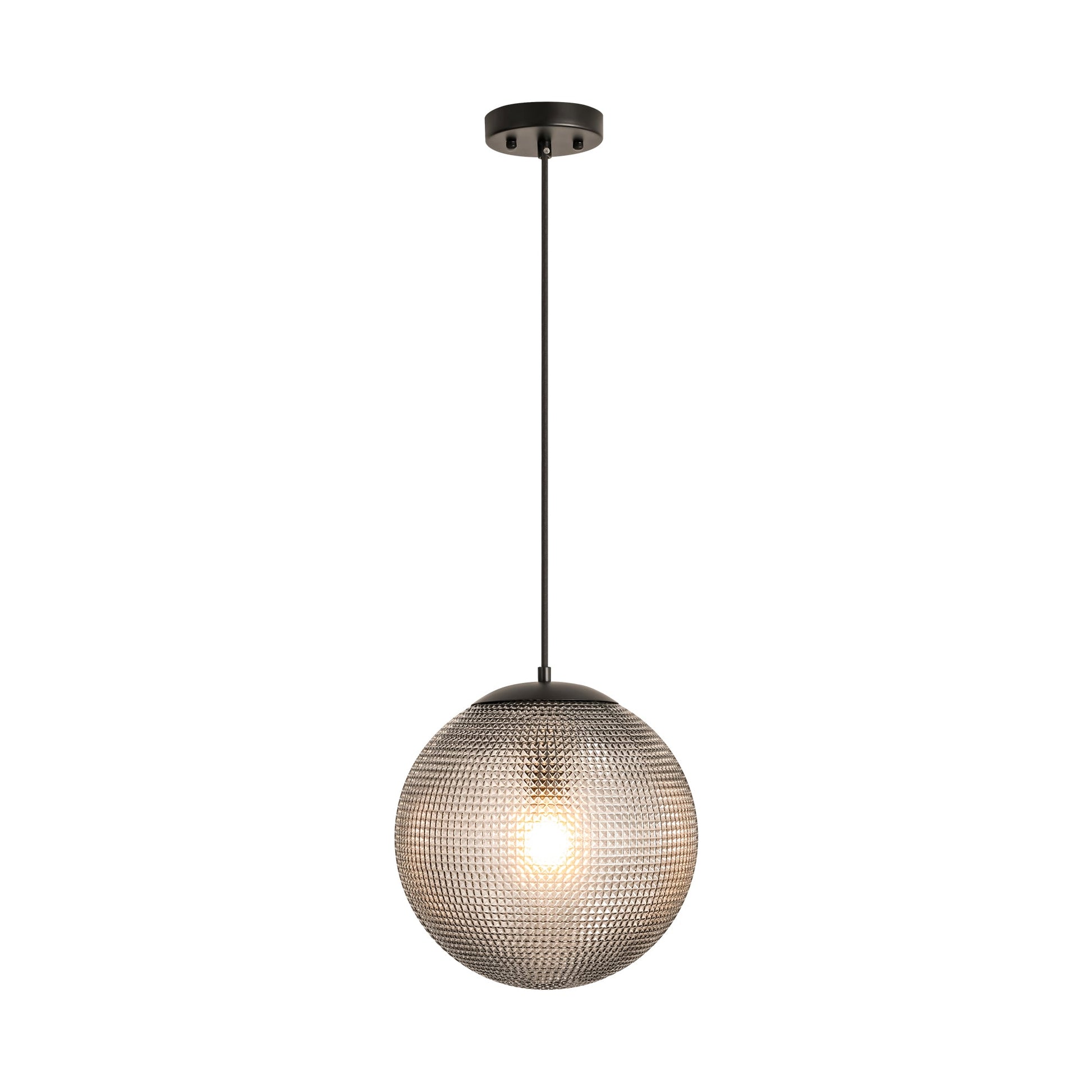 Brillara 1-Light Dimmable Diamond Pattern Glass Vintage Globe Pendant (11") 3