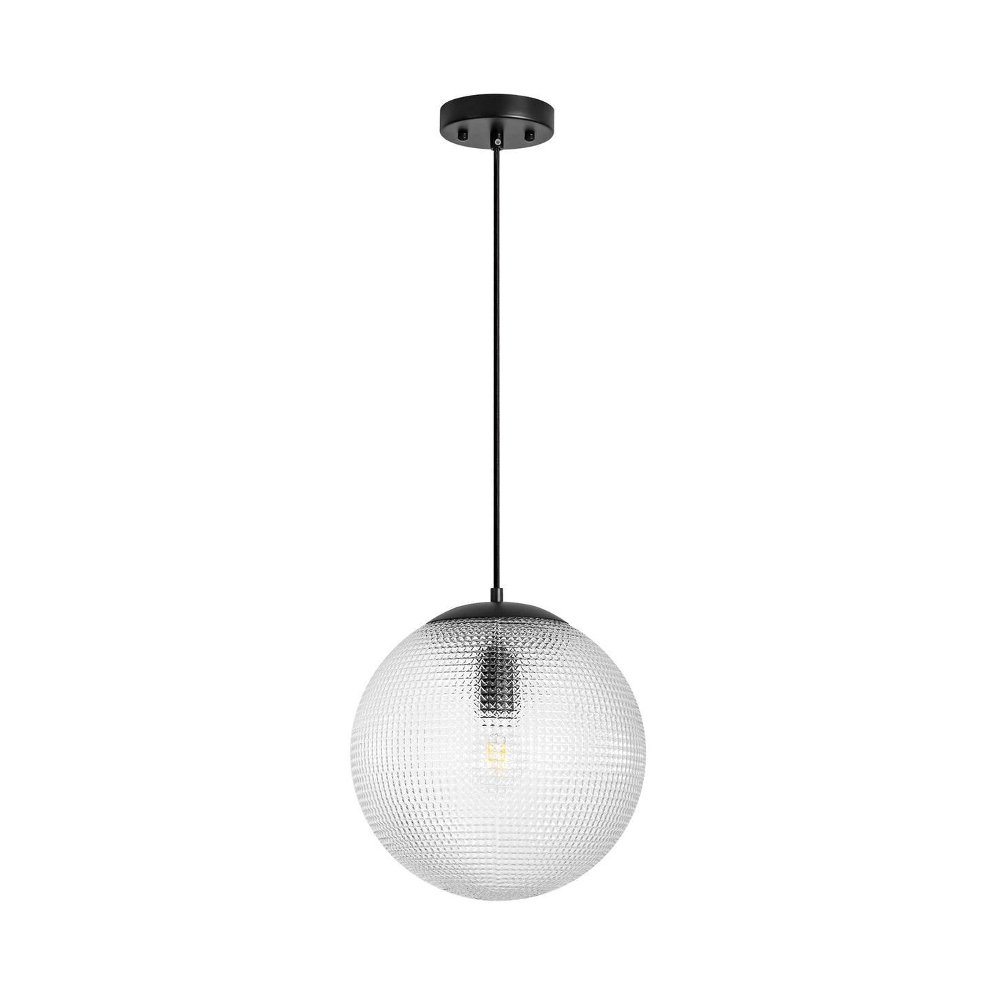 Brillara 1-Light Dimmable Diamond Pattern Glass Vintage Globe Pendant (11") 7