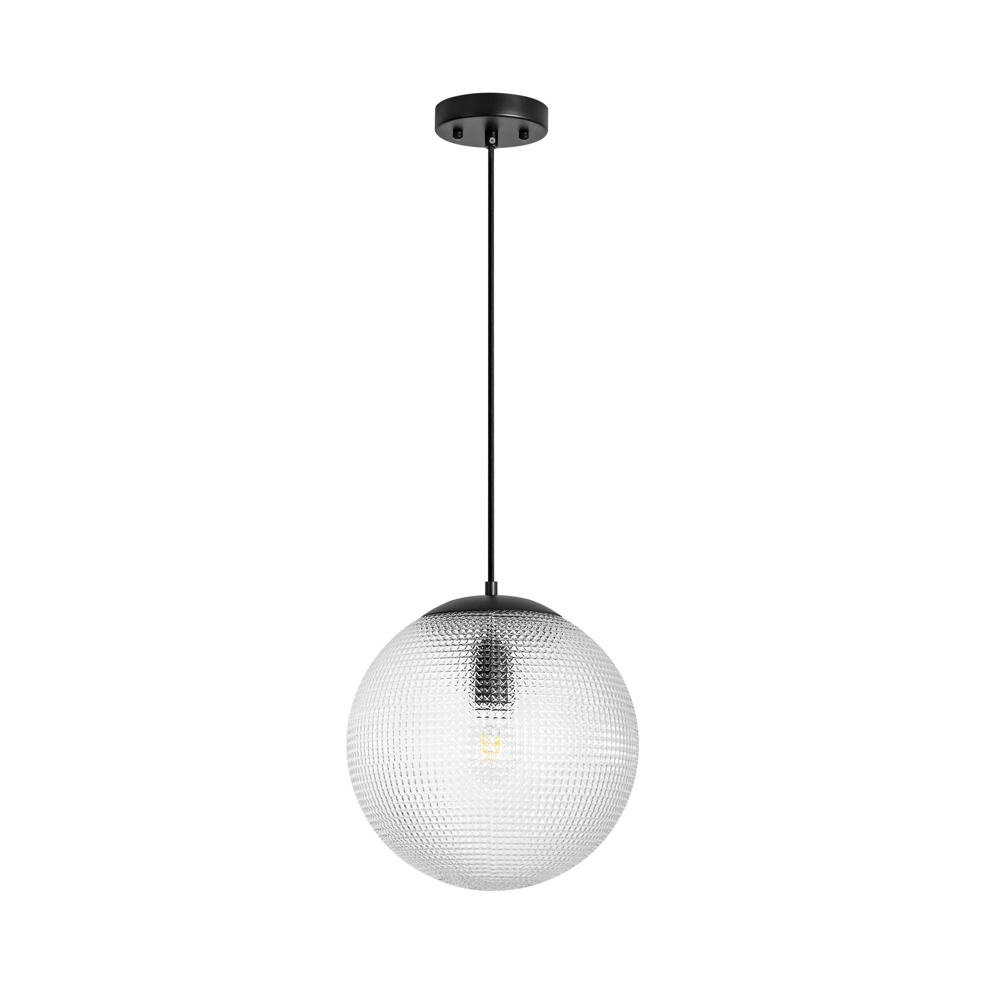 Brillara 1-Light Dimmable Diamond Pattern Glass Vintage Globe Pendant (11") 7