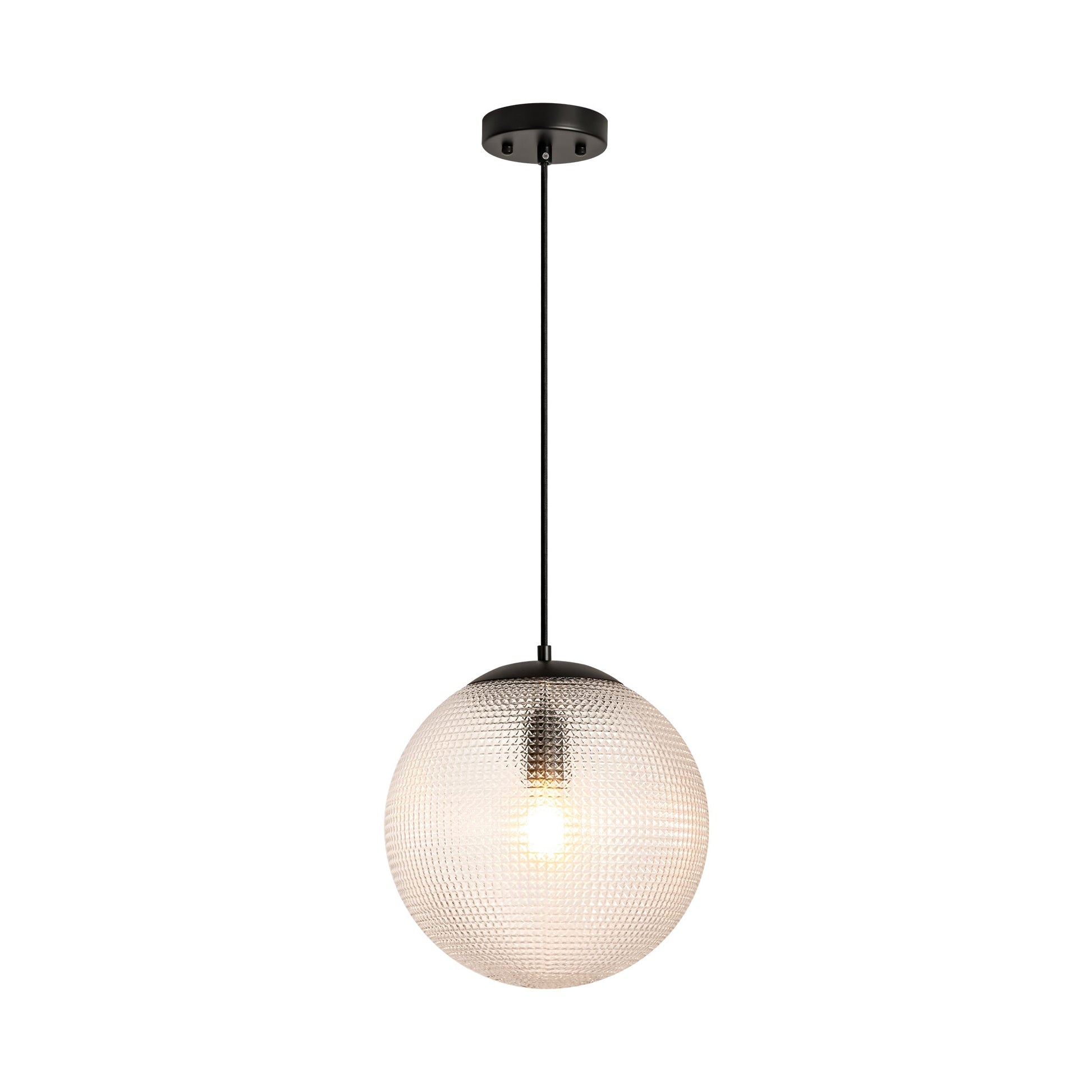 Brillara 1-Light Dimmable Diamond Pattern Glass Vintage Globe Pendant (11") 8
