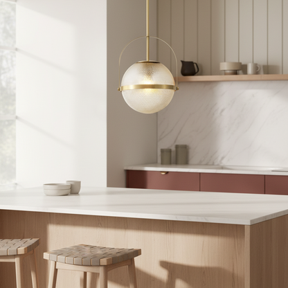 RoyaleGlow Grid Glass Globe Pendant Light0- Dimmable Kitchen Island Pendant Lamp